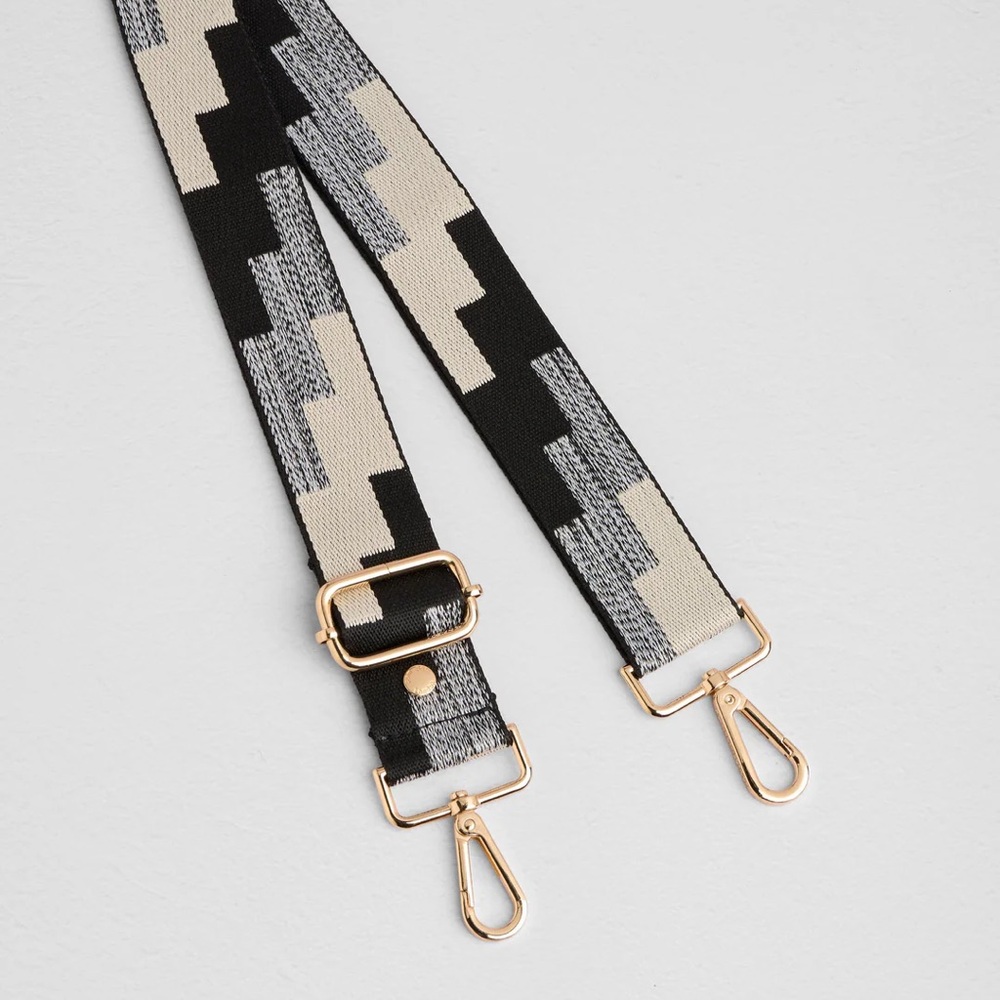 NWT Geometric Black and Cream Bag Strap